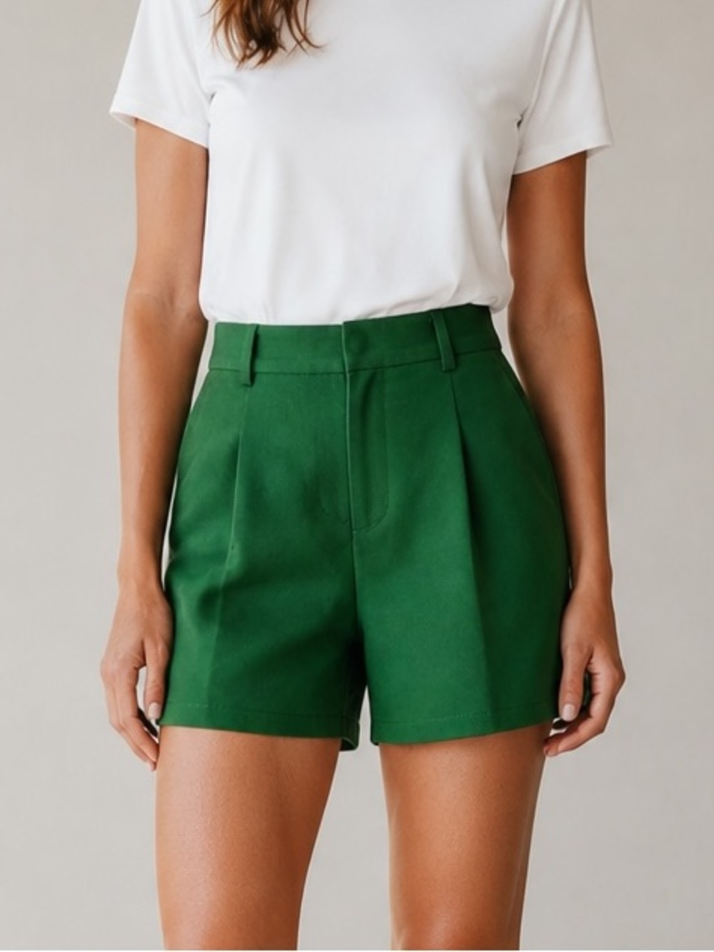 SUNCOO Emerald Green High-Waist Tailored Shorts size T2